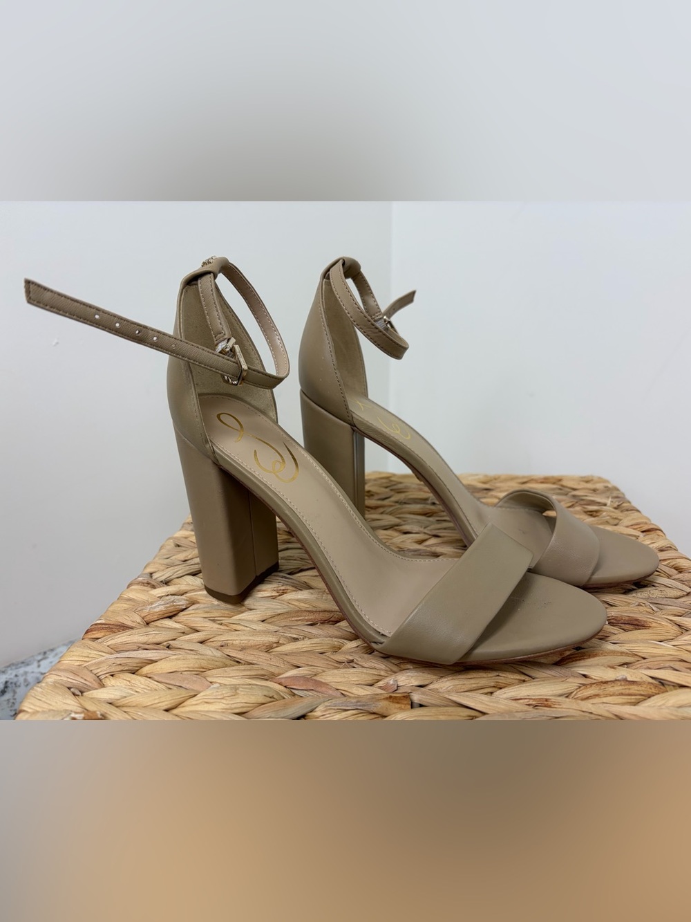 Sam Edelman Taupe/Beige Block Heel Sandals